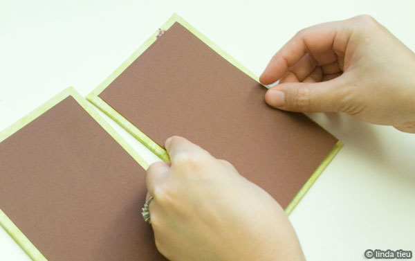 koptische binding - kaft binnenzijde bekleden