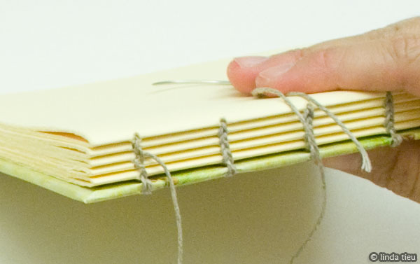 koptische binding - laatste katern naaien